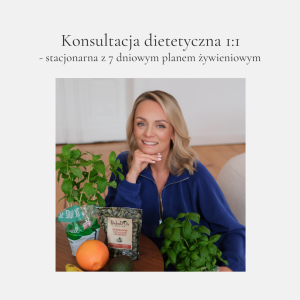 Konsultacja dietetyczna 1:1 – stacjonarna + 7 dniowym planem żywieniowym